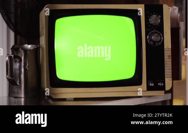 Retro TV with Green Screen Explodes. You can replace green screen with ...