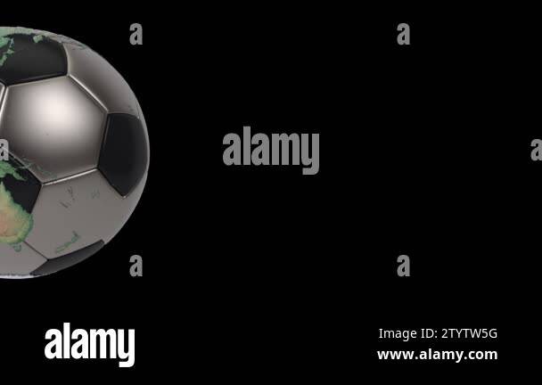 Realistic soccer ball isolated on black screen. 3d seamless looping ...