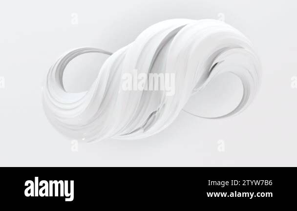White 3d twist cream geometric object rotating. 4K seamless loop ...