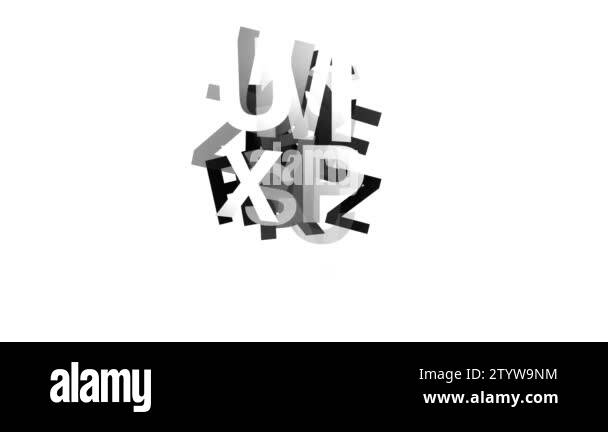 collection of letters slow moving randomly on an isolated white ...