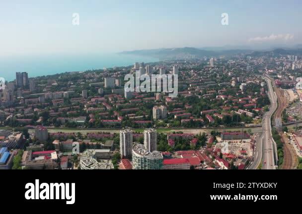 Aerial video shooting. Urban infrastructure. The view from the top ...