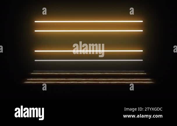 Neon horizontal lamps alternately turn on, glow and turn off in the ...