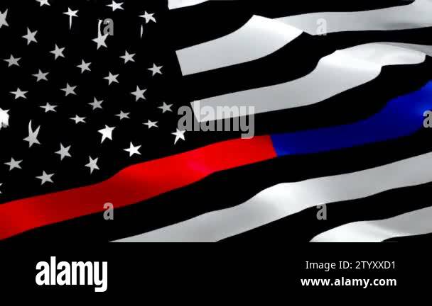 First Responder Flag Wave Loop waving in wind. Realistic Emergency ...