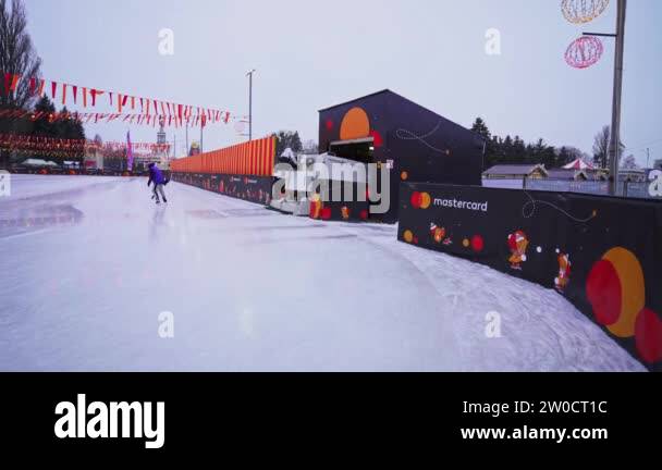 Ukraine, Kyiv, February 15, 2020. Resurfacer machine cleaning and ...