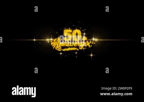 50th Happy Anniversary Golden Text Blinking Particles with Golden ...