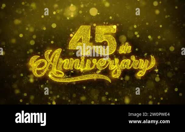 45th Happy Anniversary Golden Text Blinking Particles with Golden ...