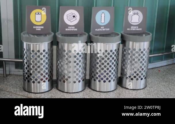 Recycling bins at the airport recycle Stock Videos & Footage - HD and ...