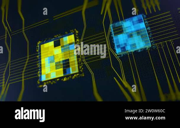 Processors CPU concept. Animation. Motherboard digital chip. Abstract ...