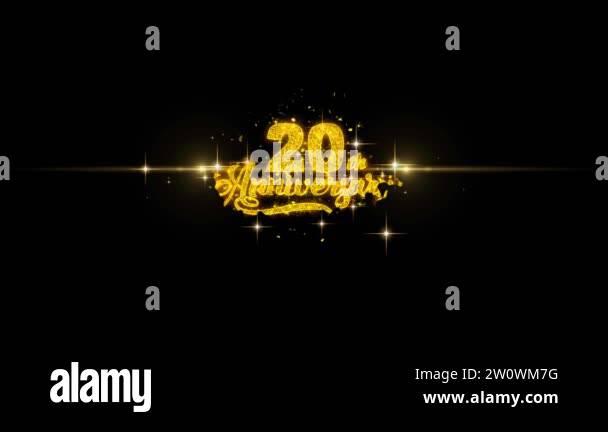 20th Happy Anniversary Golden Text Blinking Particles with Golden ...
