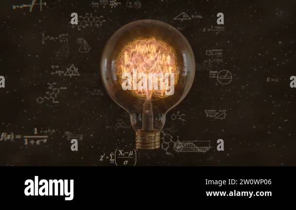Edison Formulas Edison Bulb, Nebula Brain and Formula Background Stock Video Footage ...
