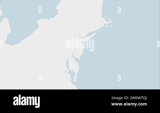 US State New Jersey map highlighted in New Jersey flag colors and pin 