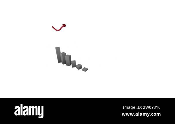 Animation Blocking Graph Animation of a grey block graph and red arrow showing growth on a white ...