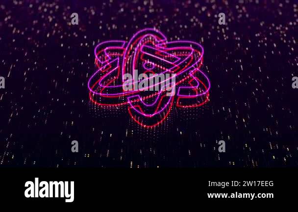Technological background with shiny science symbol on dark background ...