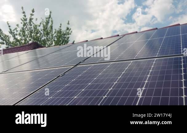 Solar panels renewable energy solar power roof installation Stock ...