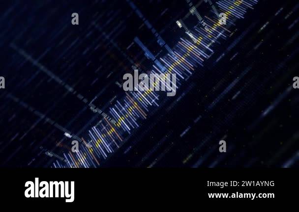Digital waveform equalizer during working process on black background ...