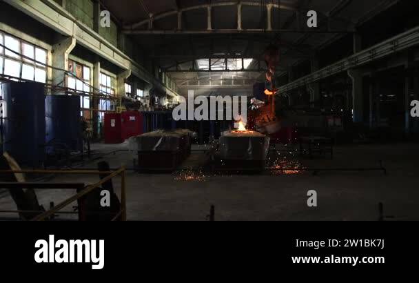 Iron And Steel Works. Pouring Of Molten Iron. metal industry, molten ...