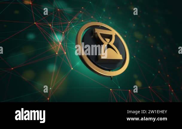 3d animation footage of hourglass icon with rotating circle on ...