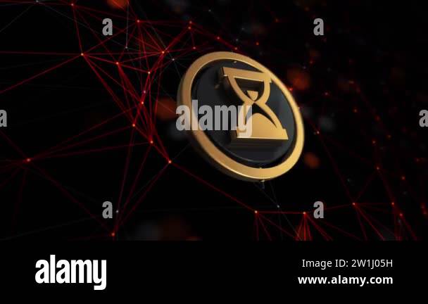 3d animation footage of hourglass icon with rotating circle on ...