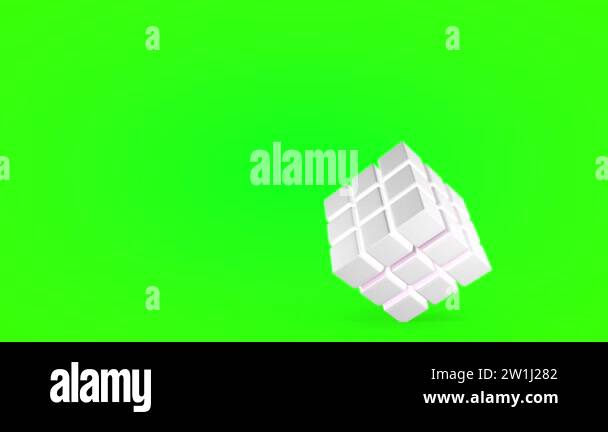 Rotation of the cube at an angle, isolated on a green background. 3D ...