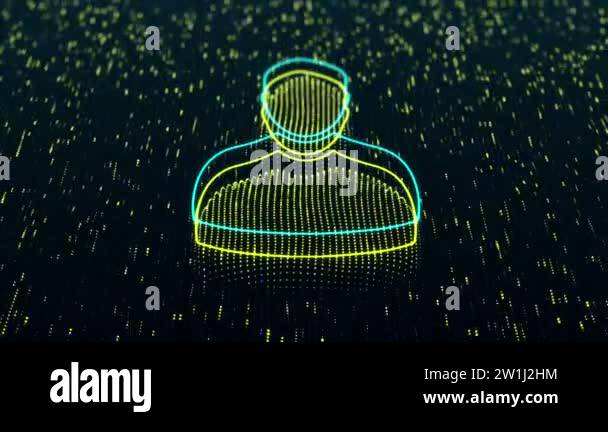 Technological background with shiny user icon on dark background ...