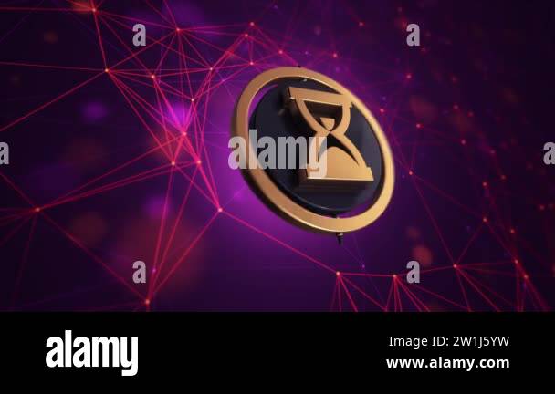 3d animation footage of hourglass icon with rotating circle on ...
