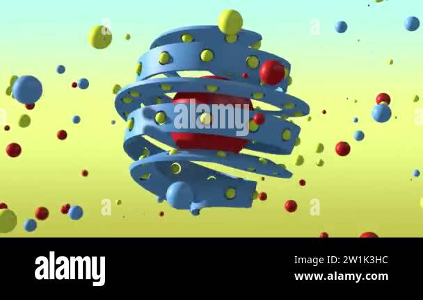 3D animation of a blue spiral twisted into a Mobius ribbon with holes ...