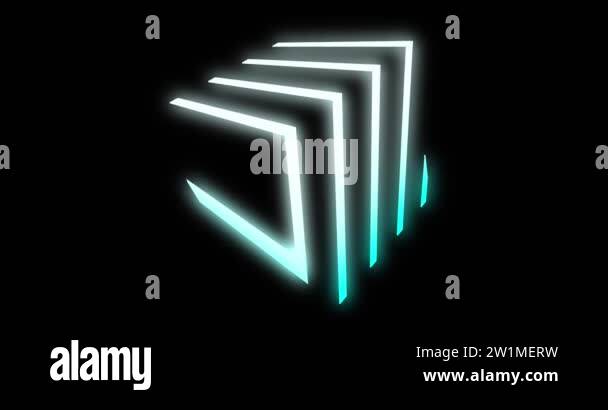 Blue neon abstract cube with glowing pattern a bright square creative ...