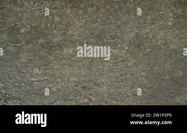Autumn Rain Water Drops Falling Into Big Puddle Flooding The Street Autumn Rain Water Drops Falling Into Big Puddle Flooding The Street