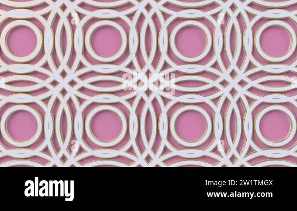 Arabesque looping geometric pattern. Pink and white islamic 3d motif ...