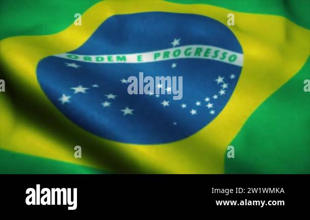 Brazil flag waving in the wind. National flag of Brazil. Sign of Brazil ...
