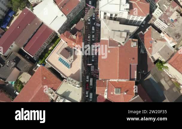 Istanbul Neighbourhood Typical Streets and Rooftops from an Aerial ...