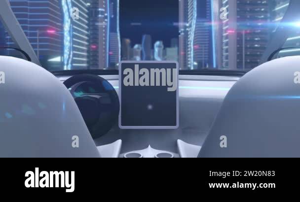 Animation of video game simulation screen showing car cockpit driving ...