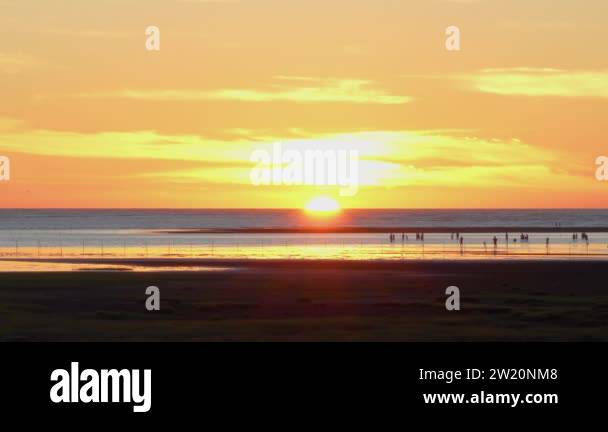 Gaomei Wetlands Area in sunset time, a flat land which spans over 300