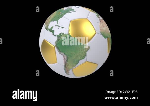 Realistic soccer ball isolated on black screen. 3d seamless looping ...