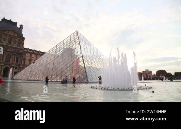 Pyramid Fountain Rio Louvre museum pyramid fountain Stock Videos & Footage - HD and 4K Video ...