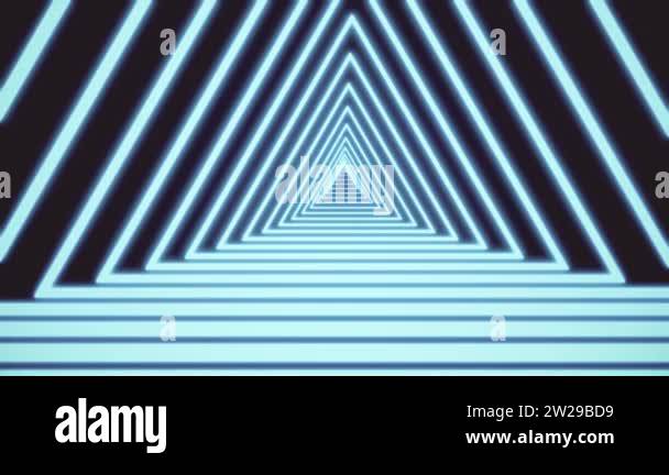 Neon triangle tunnel abstract motion background. Triangle composed of ...
