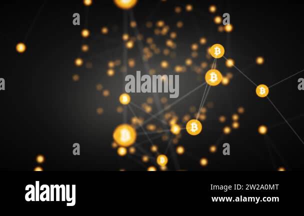 bitcoin mining slow moving connected bitcoin symbols slow motion tech ...