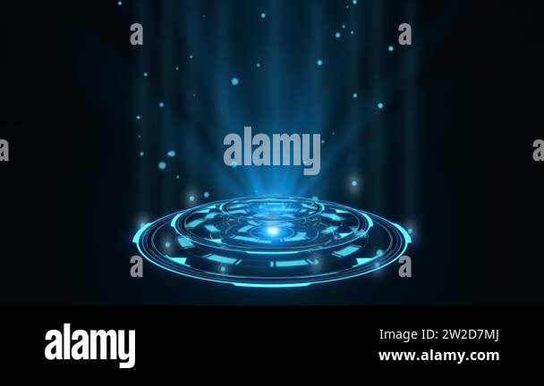 Rounded blue hologram HUD design animation. Digital technology concept ...