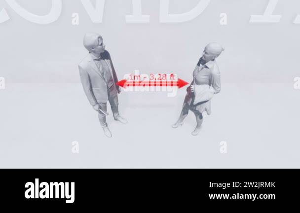 Percautions Animation Abstract schematic representation of two people keeping safe distance ...