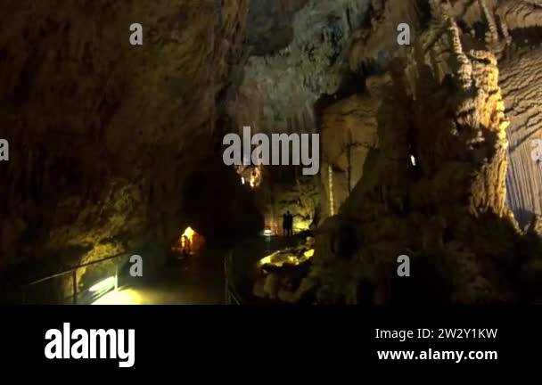 Wonderful cave of Jeita (Grotto Jeita). Complex of two karst limestone ...