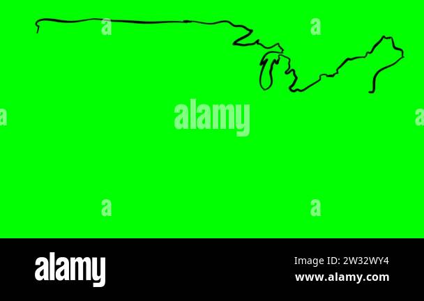 America United States drawing outline - America United States Drawing Outline Map Green Screen Isolated 2w32wy4 