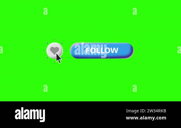 Animation of mouse cursor clicking like and then follow buttons. Grainy ...