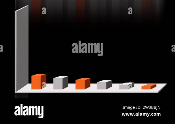 4k 3D animation of 2D vector bar graph chart showing data visualization ...