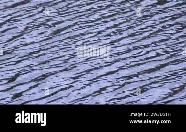 Ripples on water, sky with clouds reflection in lake water surface ...