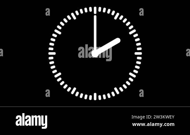 Animated clock, watch with spinning arrows in full 12 hour loop on a ...
