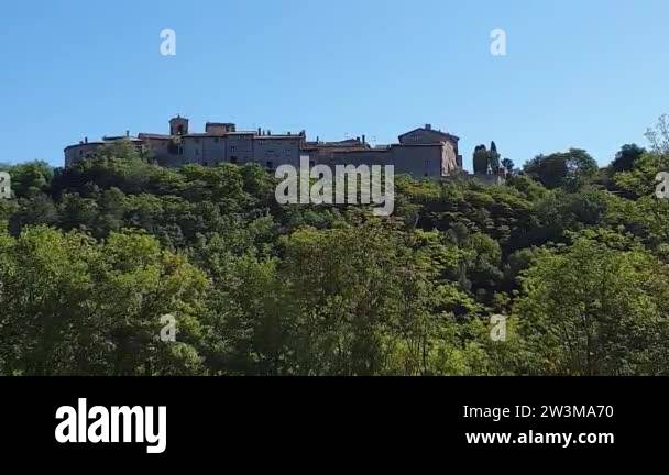 ancient village of macerino located on the tip of a mountain all in