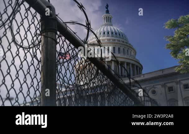 Capital Building Razor Wire Captive U.S. Capitol Building Razor Wire Fence 4K Loop features a view ...