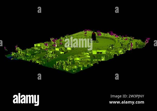 Geographic Mapping Software Stock Videos Footage HD And 4K Video Horizontal Projection Of A Digital Elevation Model Used In Geodesy Center Of The World Monument In Quito Used For Geographic And Land Evaluation Using 2w3pjny