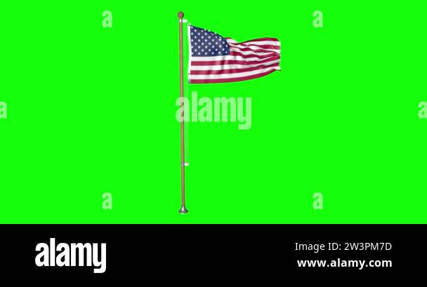 Green screen hiper realistic loop flag of United States USA with ...