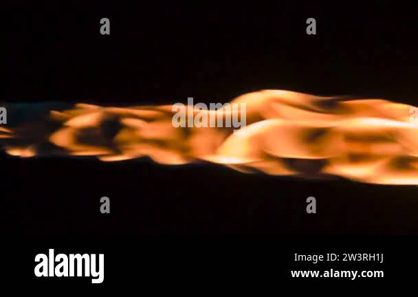 Horizontal Jet Fire Pulsing Fiery Stream. Loop. Fiery horizontal jet with pulsating ...